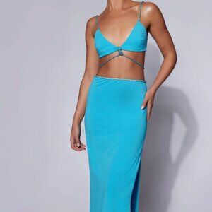 Meshki Sweeney Dress in Cyan Blue